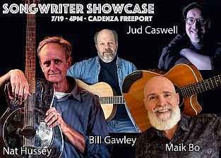 Poster for Songwriter Showcase at Cadenza, Freeport 7/19/26
